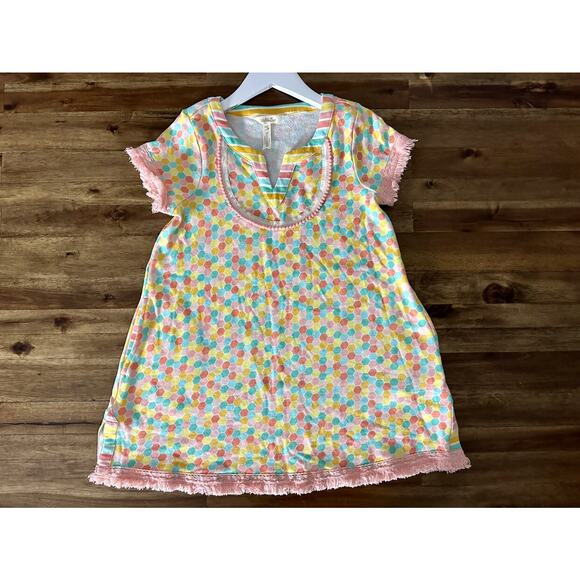 NEW Matilda Jane Dream Chasers Dots On Dots Yellow Pink Swim Fringe Cover Up 10 - Picture 2 of 6